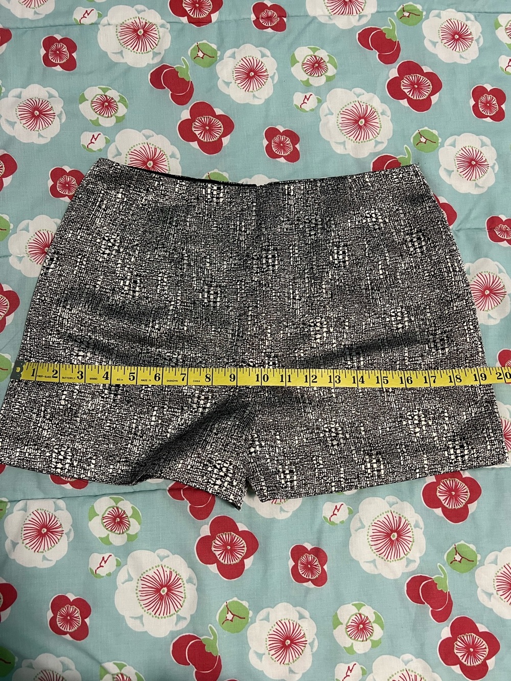 Silver and Black High-Waist Tweed Shorts